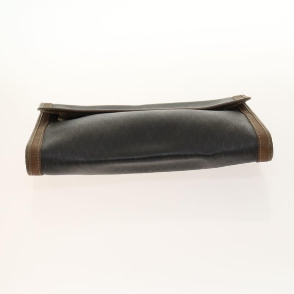 Christian Dior Honeycomb Canvas Clutch Bag Leather 2Set Beige Black Auth BA5589