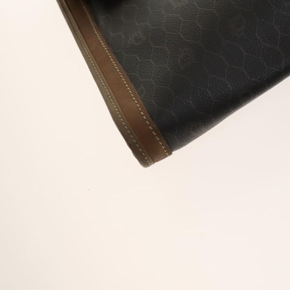 Christian Dior Honeycomb Canvas Clutch Bag Leather 2Set Beige Black Auth BA5589