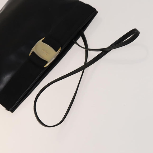 BALLY Ferragamo Shoulder Bag PVC Leather 2Set White Black Auth BA5590