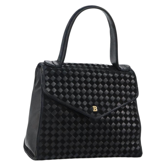 BALLY Hand Bag Leather Black Gold Auth BA5593