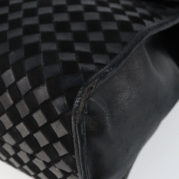 BALLY Hand Bag Leather Black Gold Auth BA5593