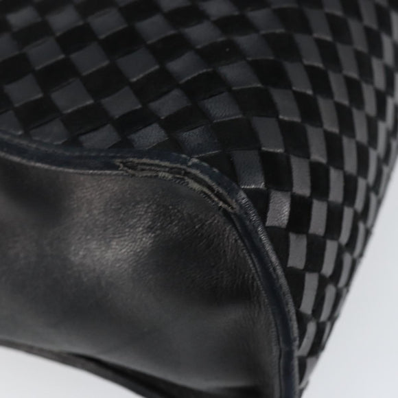 BALLY Hand Bag Leather Black Gold Auth BA5593