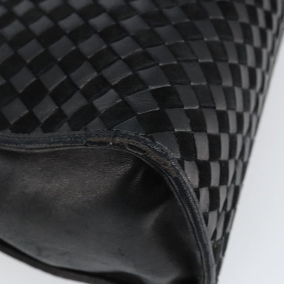 BALLY Hand Bag Leather Black Gold Auth BA5593