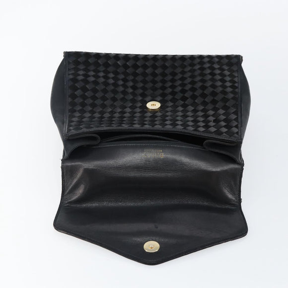 BALLY Hand Bag Leather Black Gold Auth BA5593