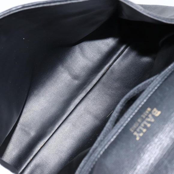 BALLY Hand Bag Leather Black Gold Auth BA5593