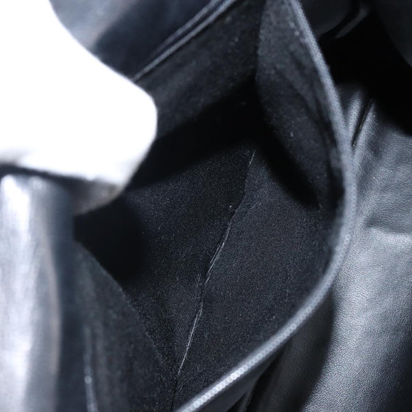 BALLY Hand Bag Leather Black Gold Auth BA5593