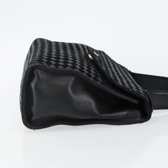 BALLY Hand Bag Leather Black Gold Auth BA5593