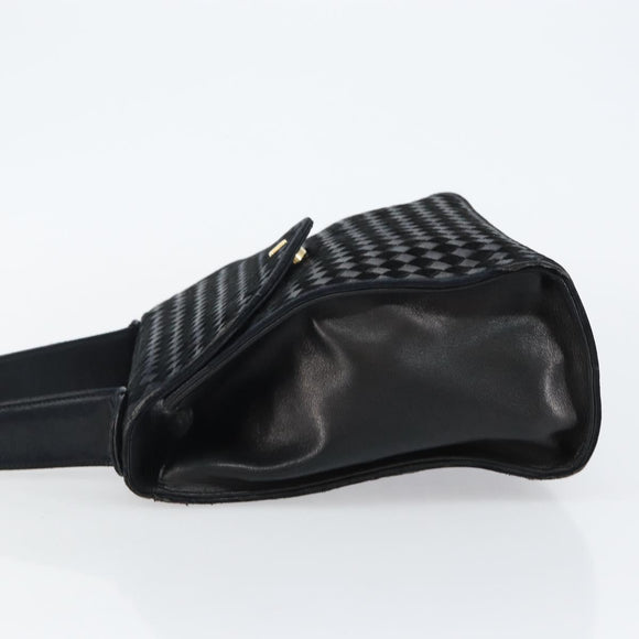 BALLY Hand Bag Leather Black Gold Auth BA5593