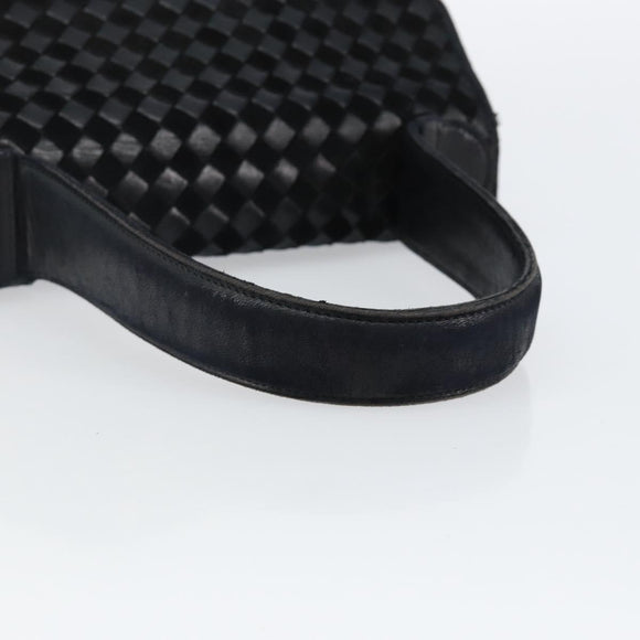 BALLY Hand Bag Leather Black Gold Auth BA5593