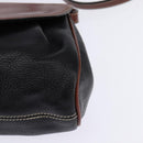 BALLY Shoulder Bag Leather Black Gold Auth BA5594-14