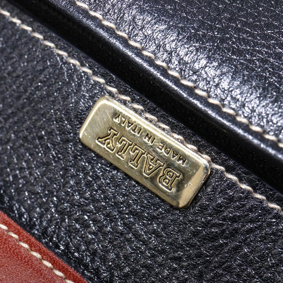 BALLY Shoulder Bag Leather Black Gold Auth BA5594