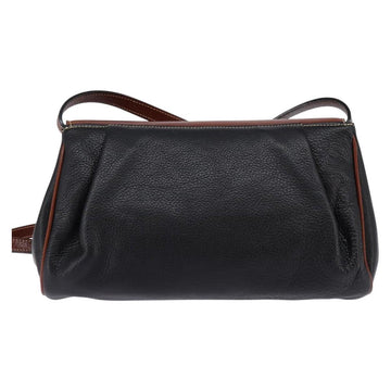 BALLY Shoulder Bag Leather Black Gold Auth BA5594 - 0