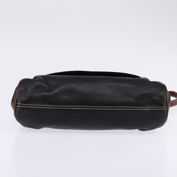 BALLY Shoulder Bag Leather Black Gold Auth BA5594