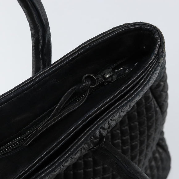 BALLY Hand Bag Leather Black Gold Auth BA5595