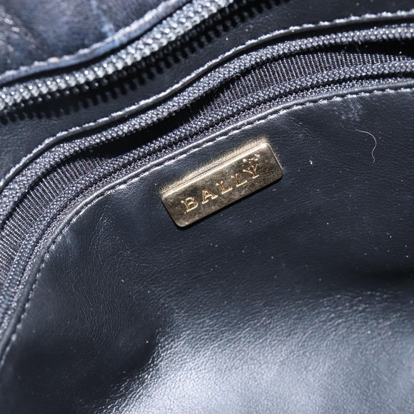 BALLY Hand Bag Leather Black Gold Auth BA5595