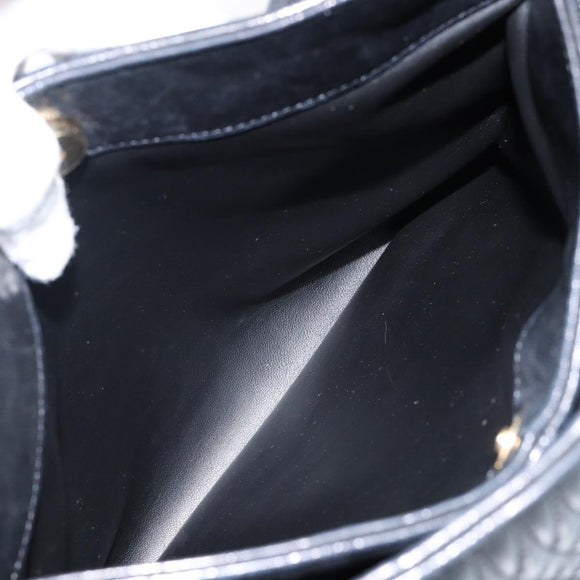 BALLY Hand Bag Leather Black Gold Auth BA5595