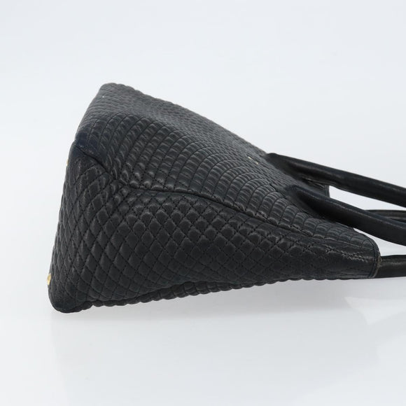 BALLY Hand Bag Leather Black Gold Auth BA5595