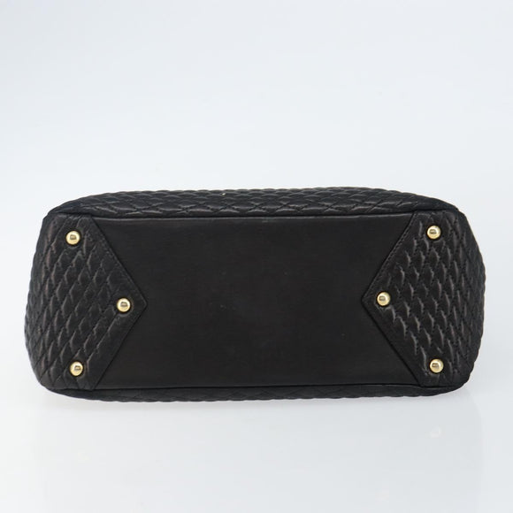 BALLY Hand Bag Leather Black Gold Auth BA5595