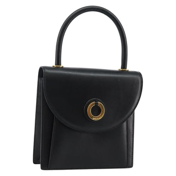 BALLY Hand Bag Leather Black Gold Auth BA5596