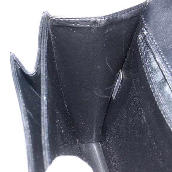 BALLY Hand Bag Leather Black Gold Auth BA5596