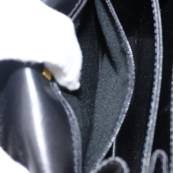 BALLY Hand Bag Leather Black Gold Auth BA5596