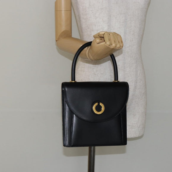BALLY Hand Bag Leather Black Gold Auth BA5596