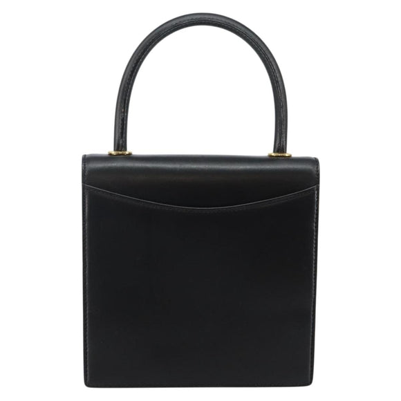 BALLY Hand Bag Leather Black Gold Auth BA5596