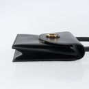 BALLY Hand Bag Leather Black Gold Auth BA5596-4