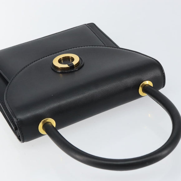 BALLY Hand Bag Leather Black Gold Auth BA5596