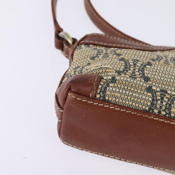 CELINE Paris Macadam Canvas Shoulder Bag Beige Auth BA5599