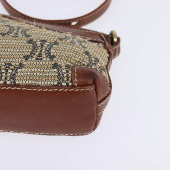 CELINE Paris Macadam Canvas Shoulder Bag Beige Auth BA5599