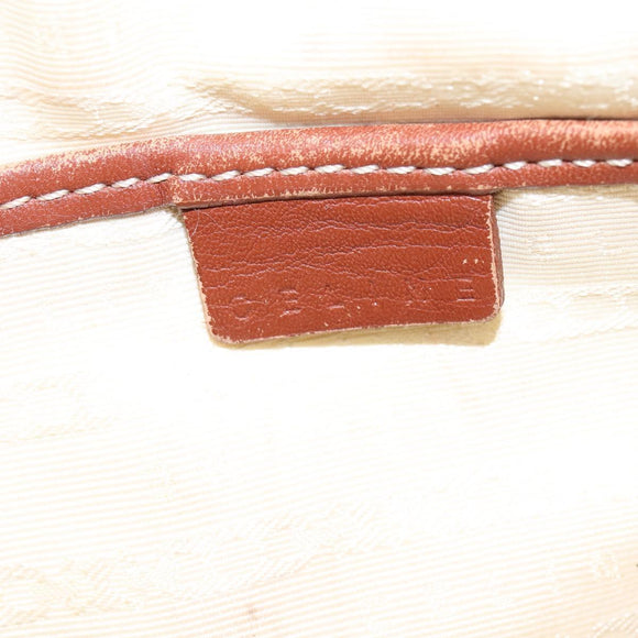 CELINE Paris Macadam Canvas Shoulder Bag Beige Auth BA5599