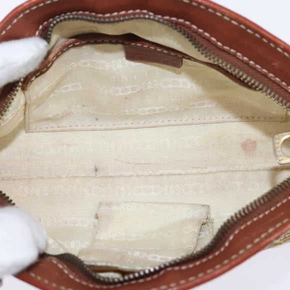 CELINE Paris Macadam Canvas Shoulder Bag Beige Auth BA5599