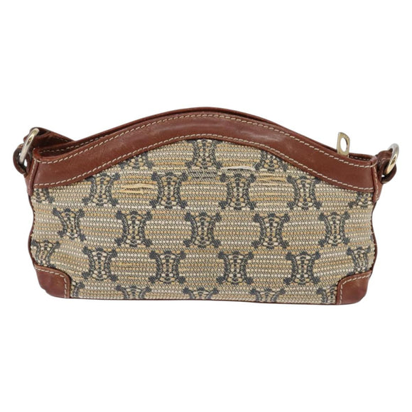 CELINE Paris Macadam Canvas Shoulder Bag Beige Auth BA5599