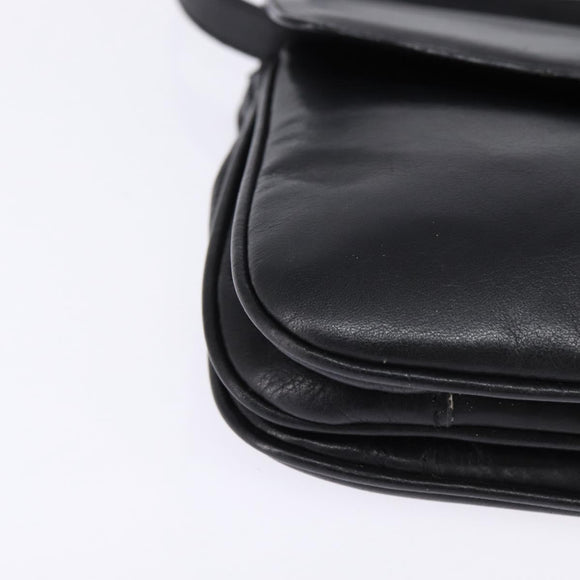 CELINE Shoulder Bag Leather Black Gold Auth BA5600