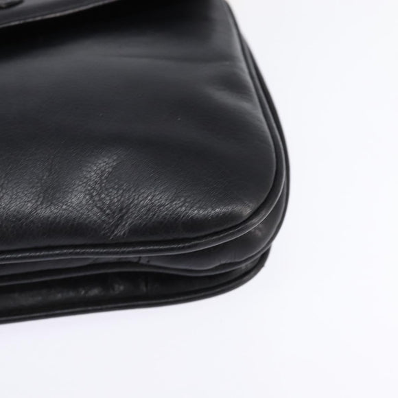 CELINE Shoulder Bag Leather Black Gold Auth BA5600