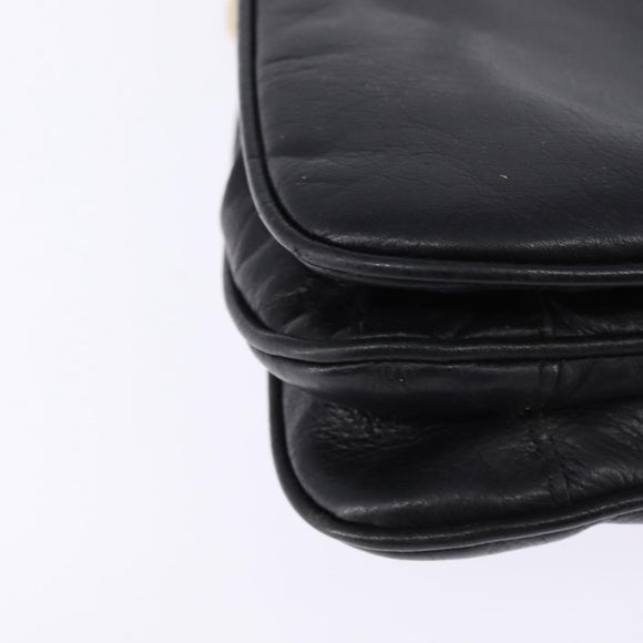 CELINE Shoulder Bag Leather Black Gold Auth BA5600