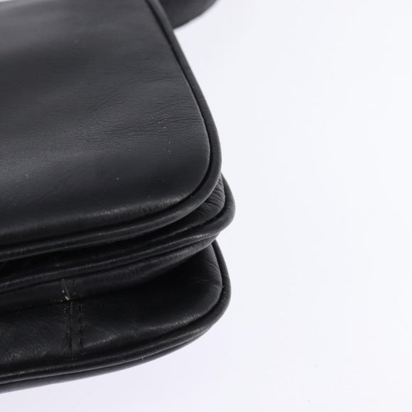 CELINE Shoulder Bag Leather Black Gold Auth BA5600