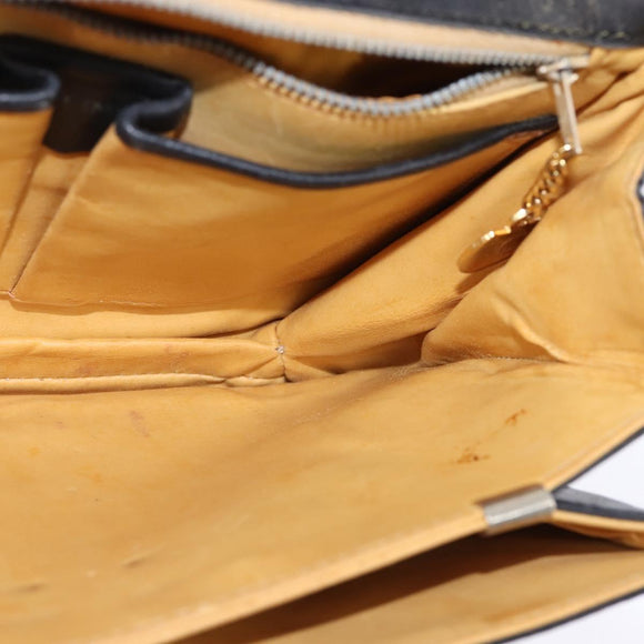 CELINE Shoulder Bag Leather Black Gold Auth BA5600