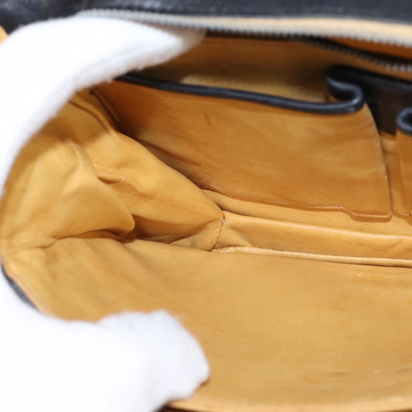 CELINE Shoulder Bag Leather Black Gold Auth BA5600