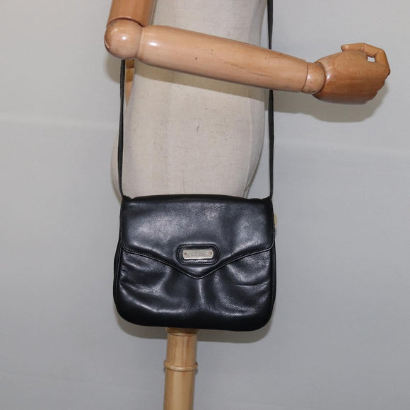 CELINE Shoulder Bag Leather Black Gold Auth BA5600