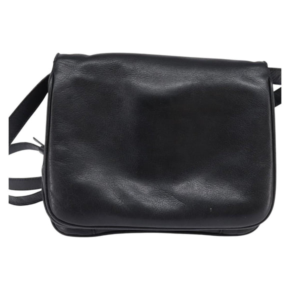 CELINE Shoulder Bag Leather Black Gold Auth BA5600