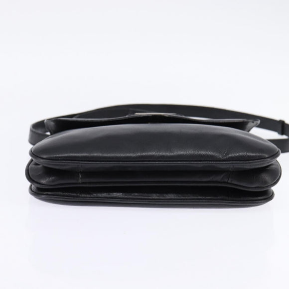 CELINE Shoulder Bag Leather Black Gold Auth BA5600