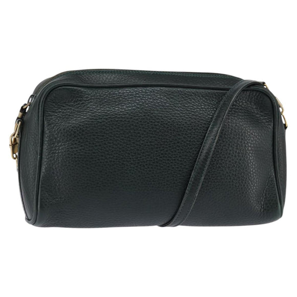 GUCCI Shoulder Bag Leather Green Gold Auth BA5602