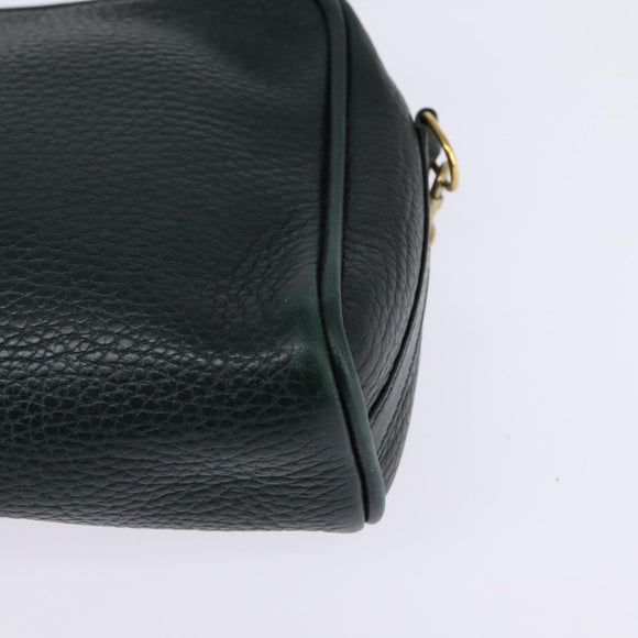 GUCCI Shoulder Bag Leather Green Gold Auth BA5602