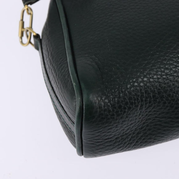 GUCCI Shoulder Bag Leather Green Gold Auth BA5602