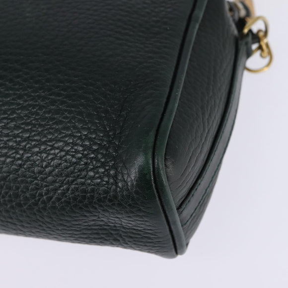 GUCCI Shoulder Bag Leather Green Gold Auth BA5602