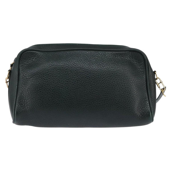 GUCCI Shoulder Bag Leather Green Gold Auth BA5602