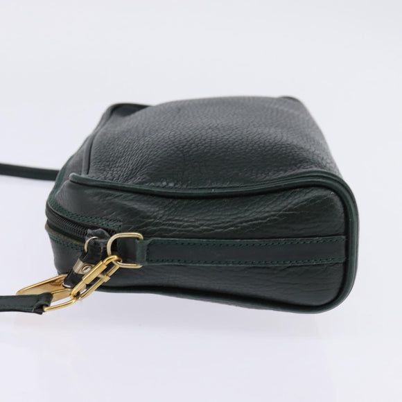 GUCCI Shoulder Bag Leather Green Gold Auth BA5602