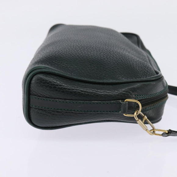 GUCCI Shoulder Bag Leather Green Gold Auth BA5602